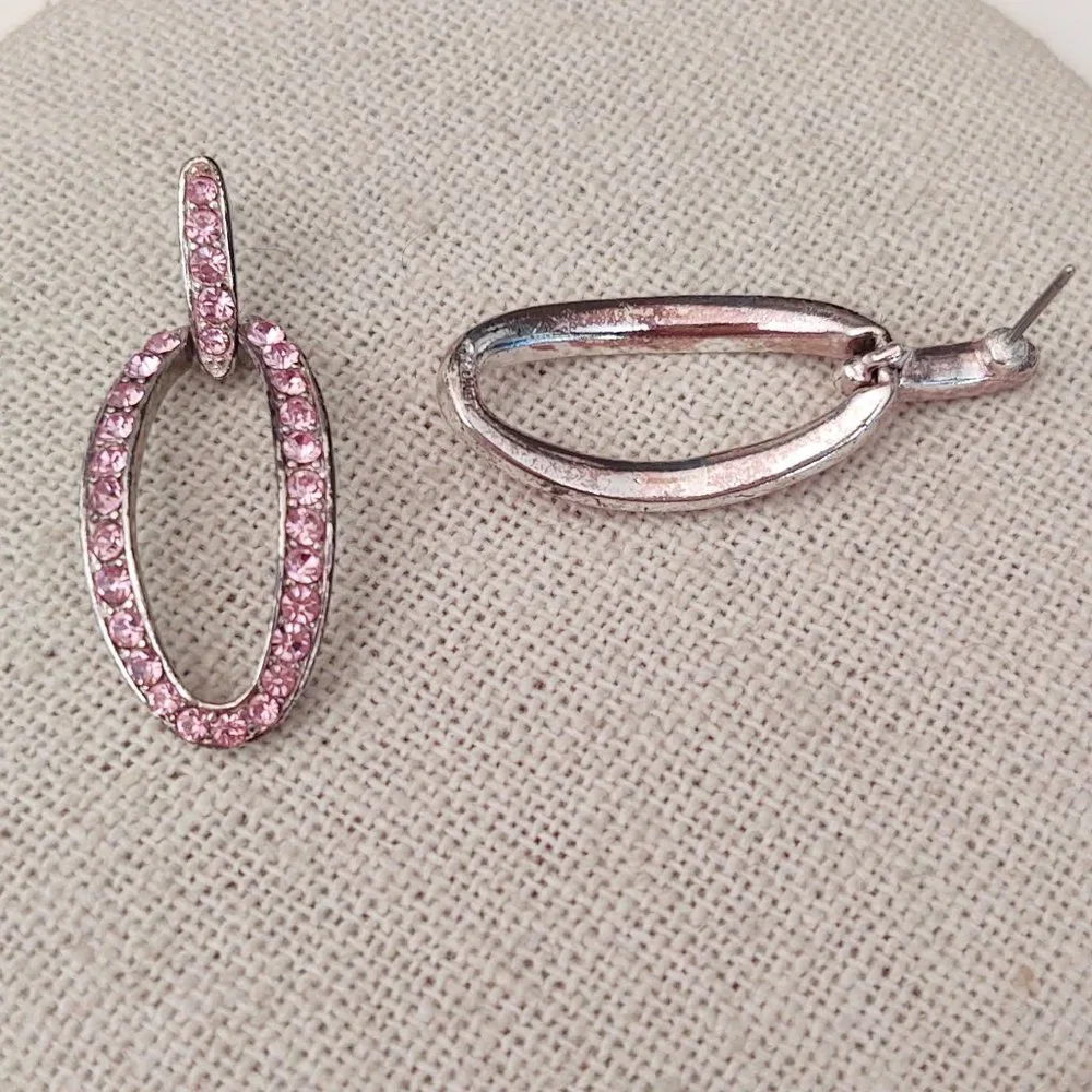 Monet pink crystal door knocker earrings